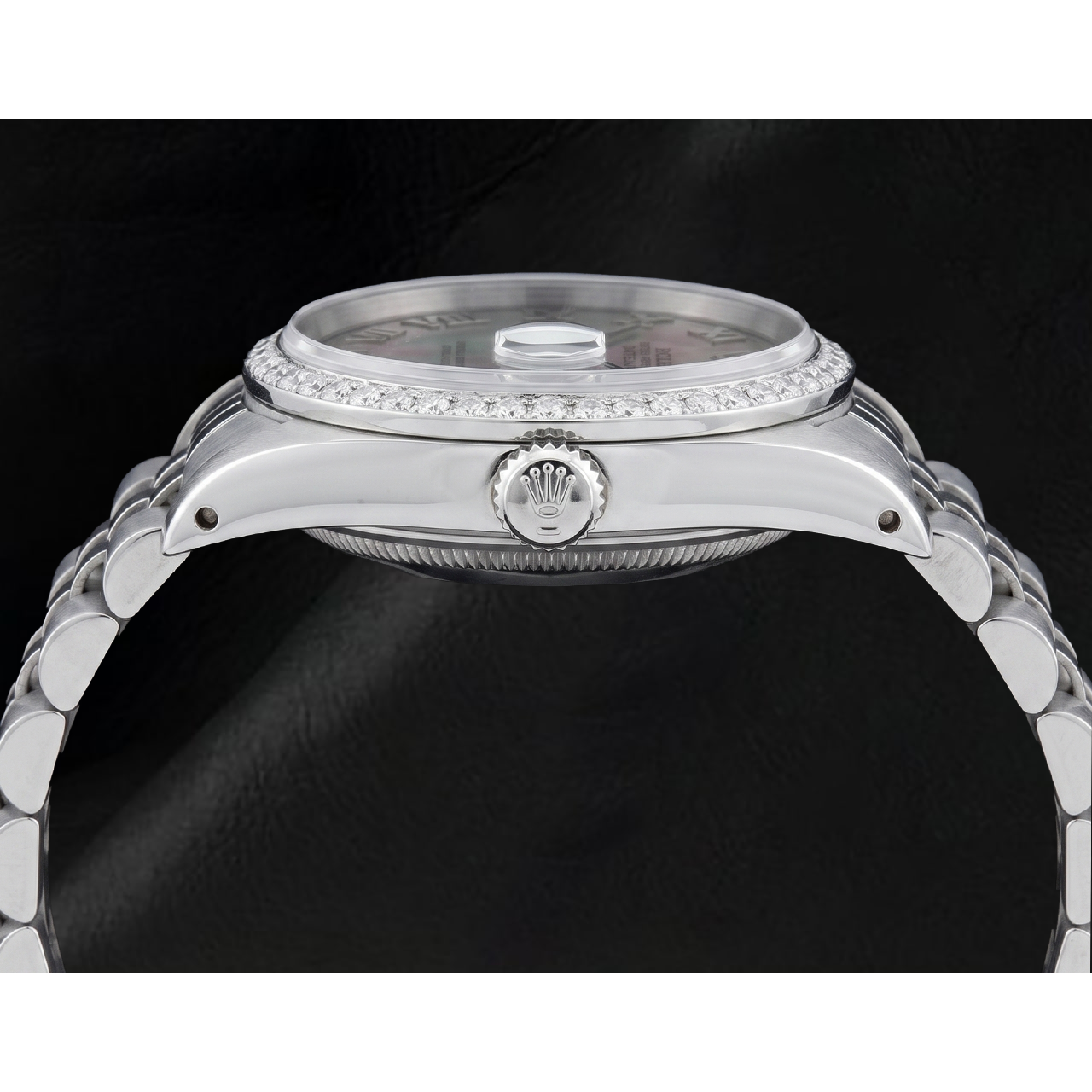 Ss Jubilee Bracelet Rolex Diamond Bezel Gray Roman Dial QUICK SET