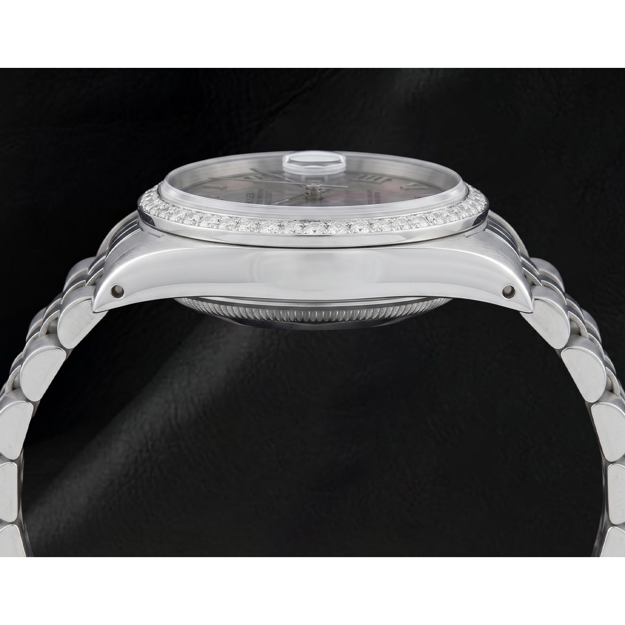 Ss Jubilee Bracelet Rolex Diamond Bezel Gray Roman Dial QUICK SET