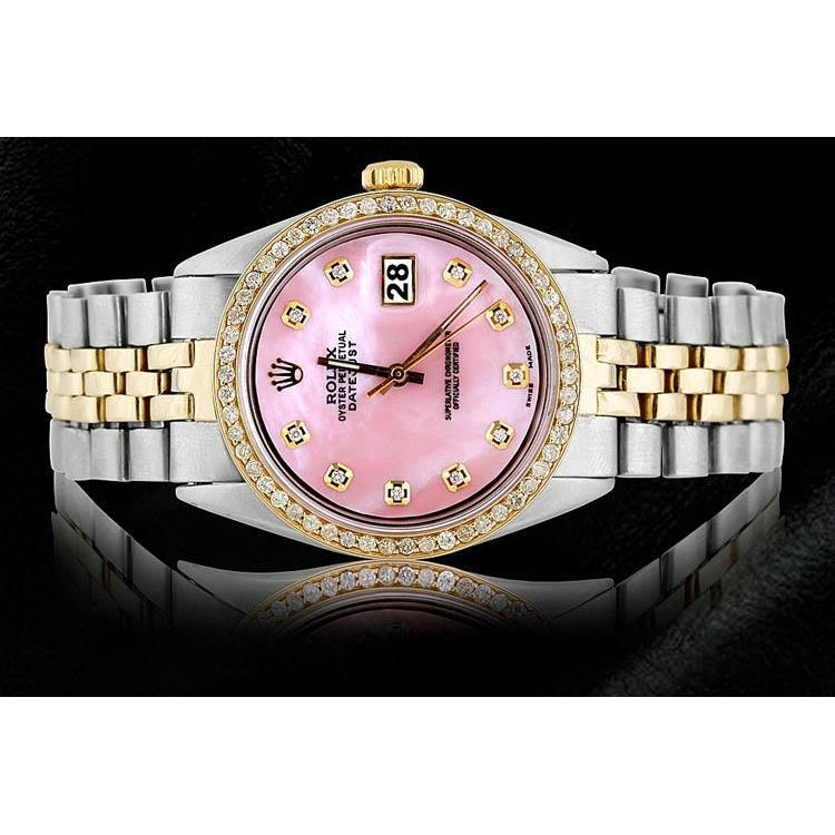 Ss Gold Jubilee Bracelet & Dj Rolex Pink Diamond Dial Bezel Watch QUICK SET