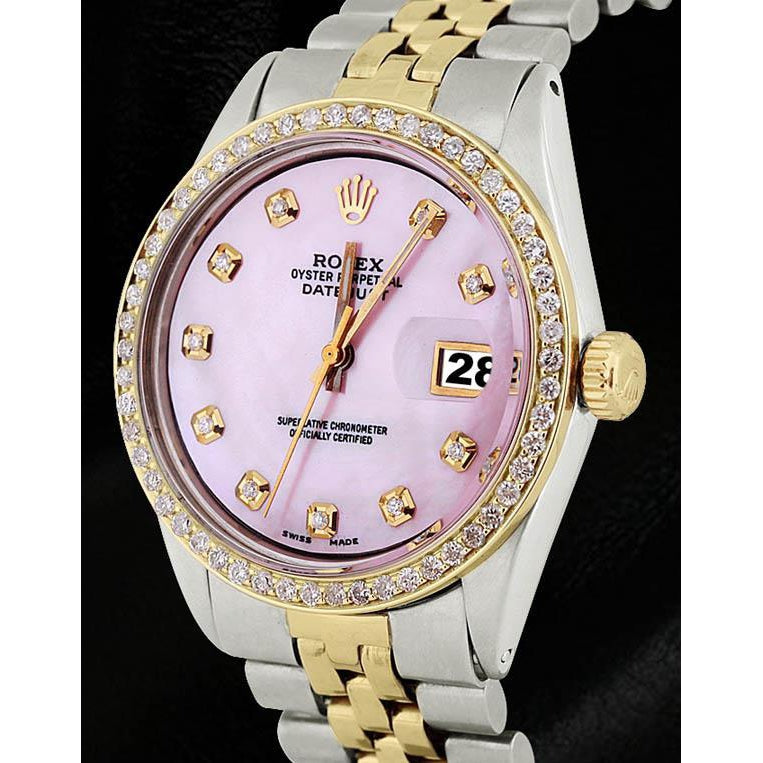 Ss Gold Jubilee Bracelet & Dj Rolex Pink Diamond Dial Bezel Watch QUICK SET