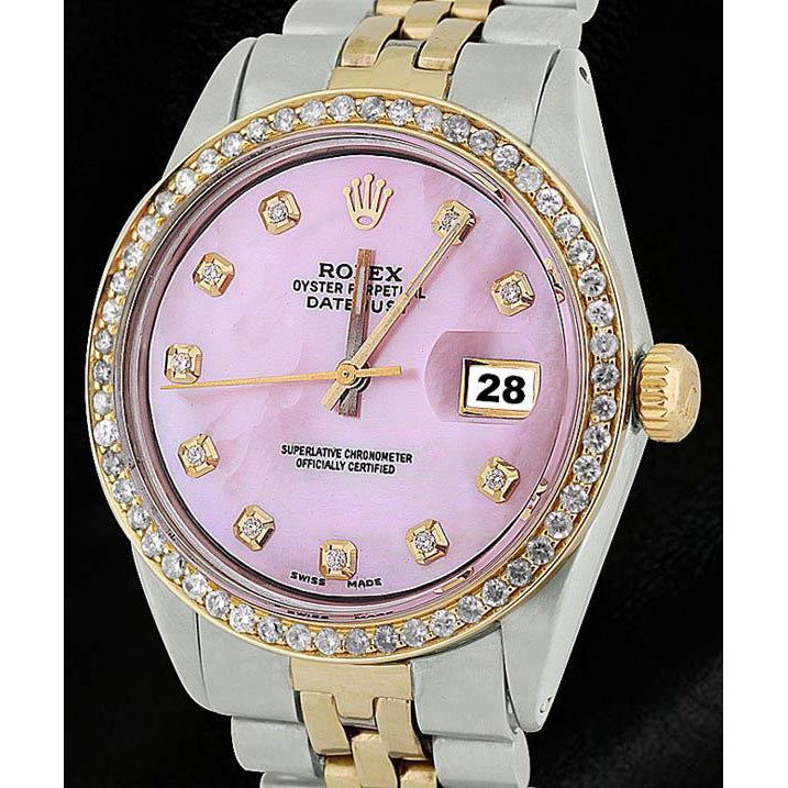 Ss Gold Jubilee Bracelet & Dj Rolex Pink Diamond Dial Bezel Watch QUICK SET