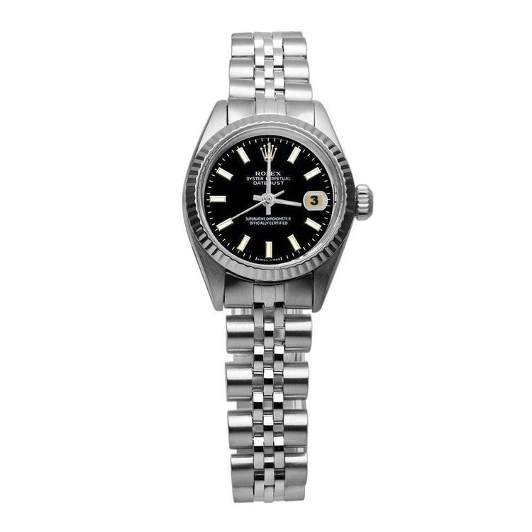 Black Stick Dial Rolex Date Just Woman Watch