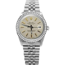 Ss Jubilee Bracelet Diamond Bezel White Rolex Date Just Watch QUICK SET