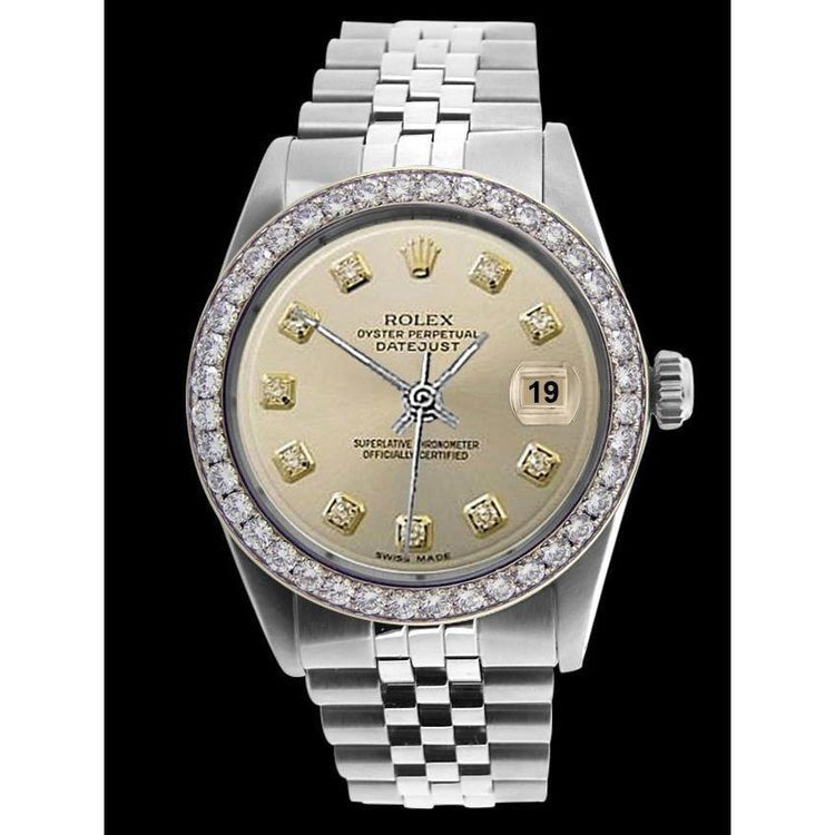 Bracelet Rolex Silver Diamond Dial Bezel Men