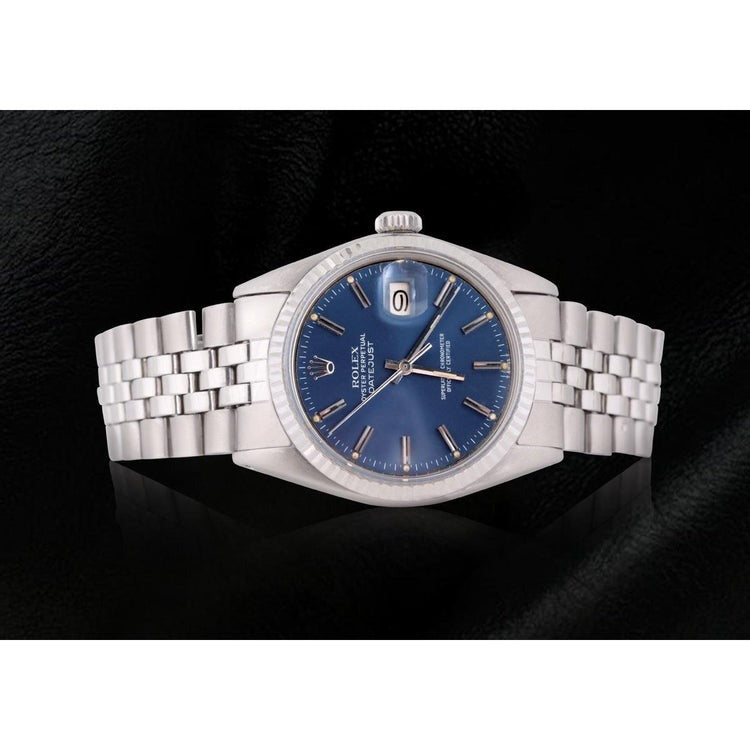 Blue Stick Dial Fluted Bezel