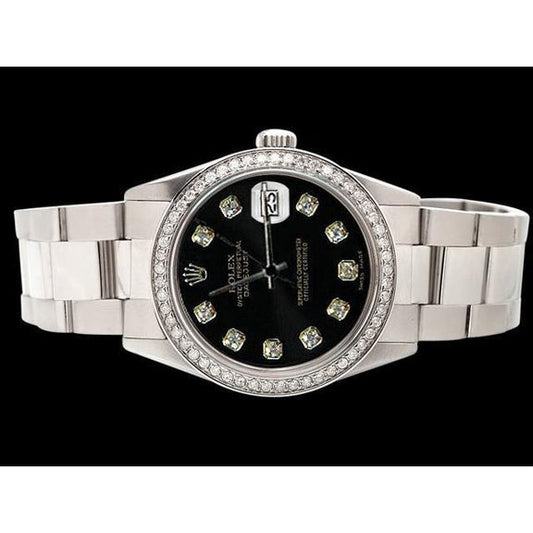 Rolex Watch Black Diamond Dial Bezel