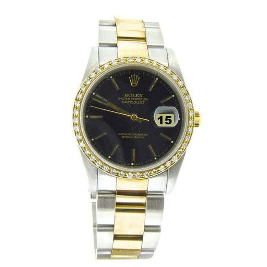 Black Dial Diamond Bezel Watch