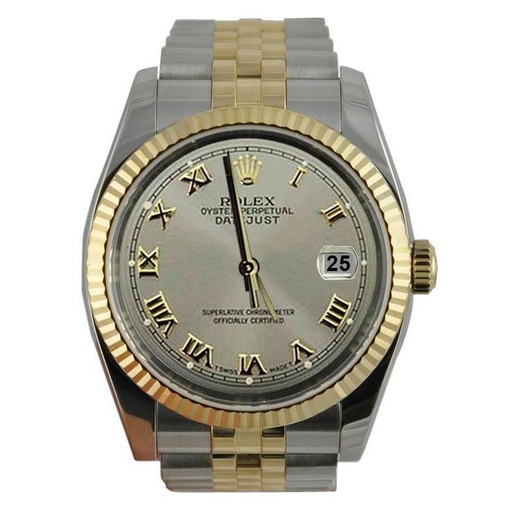 Gray Roman Dial Datejust Men Watch Rolex