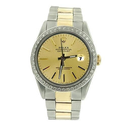 Ss & Gold Oyster Bracelet Stick Dial Rolex Datejust Men Watch QUICK SET