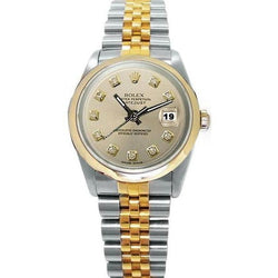 Ss & Gold Rolex Men's Watch Datejust Silver Diamond Dial