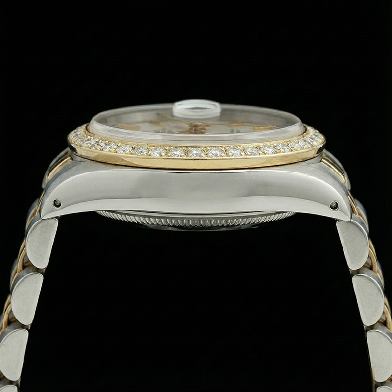 Ss & Gold Jubilee Rolex Date Just White Stick Watch Datejust