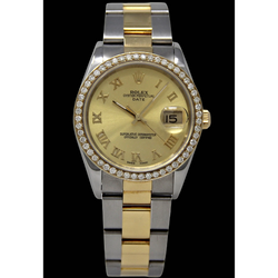 Ss & Gold Ladies Man Rolex Date Series Watch Two Tone