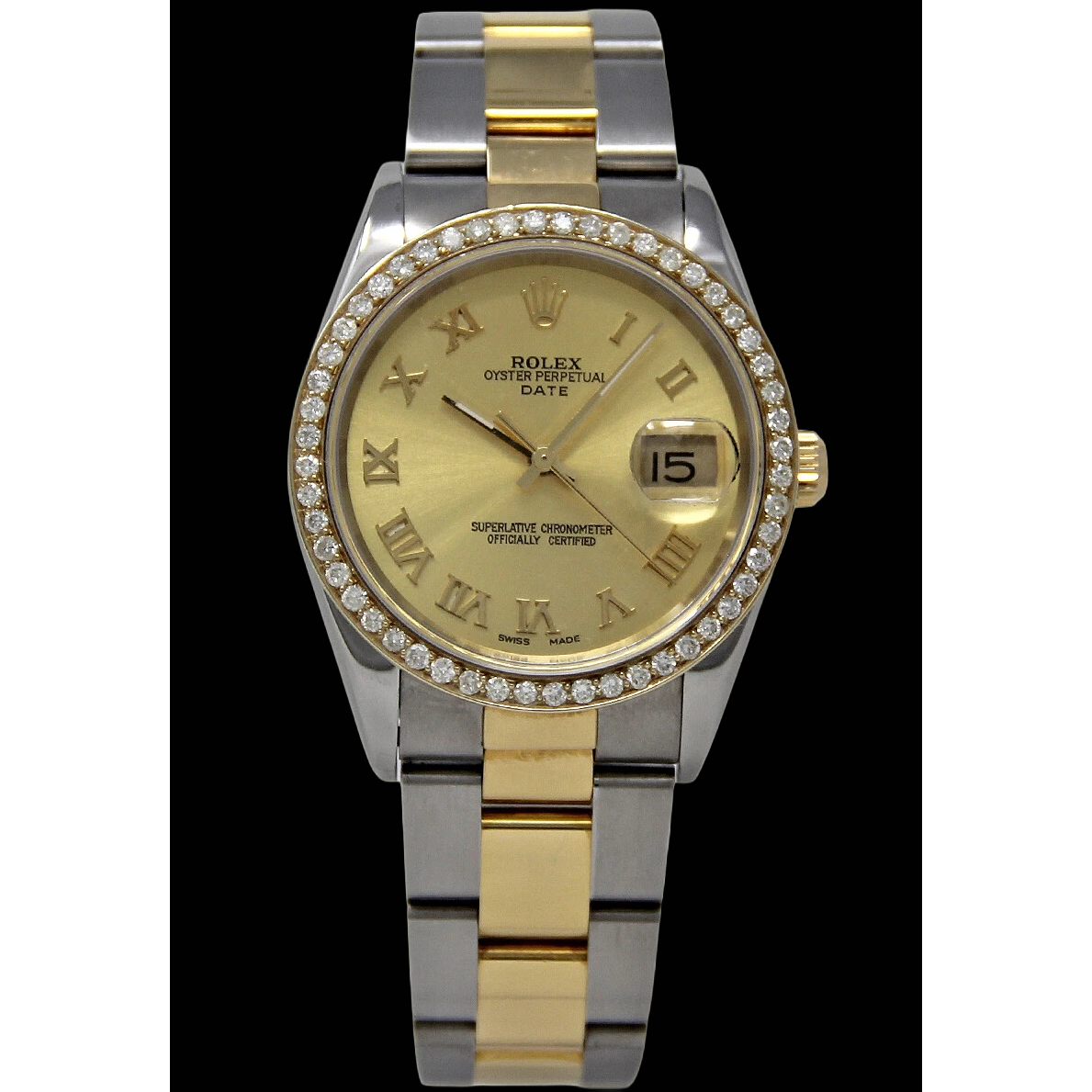 Ss & Gold Ladies Man Rolex Date Series Watch Two Tone