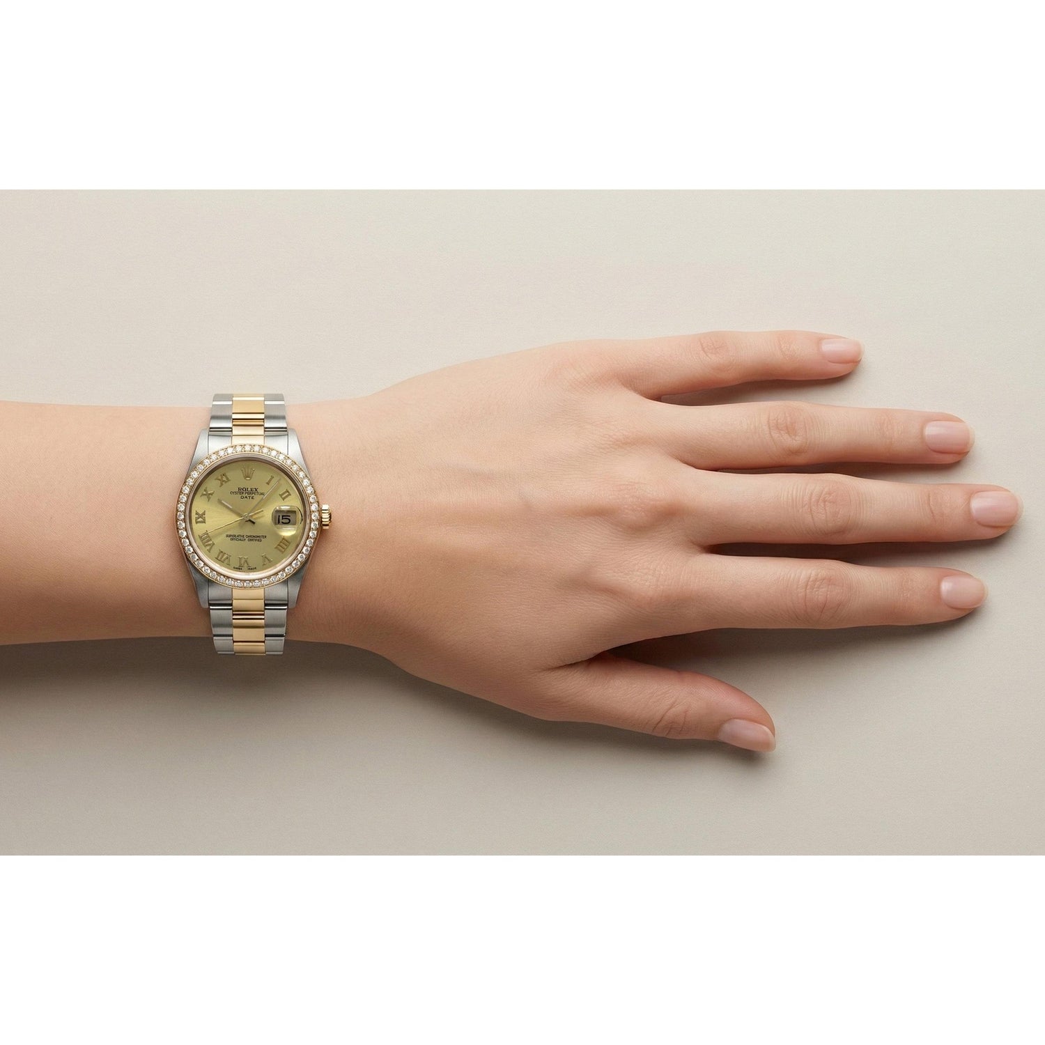 Ss & Gold Ladies Man Rolex Date Series Watch Two Tone