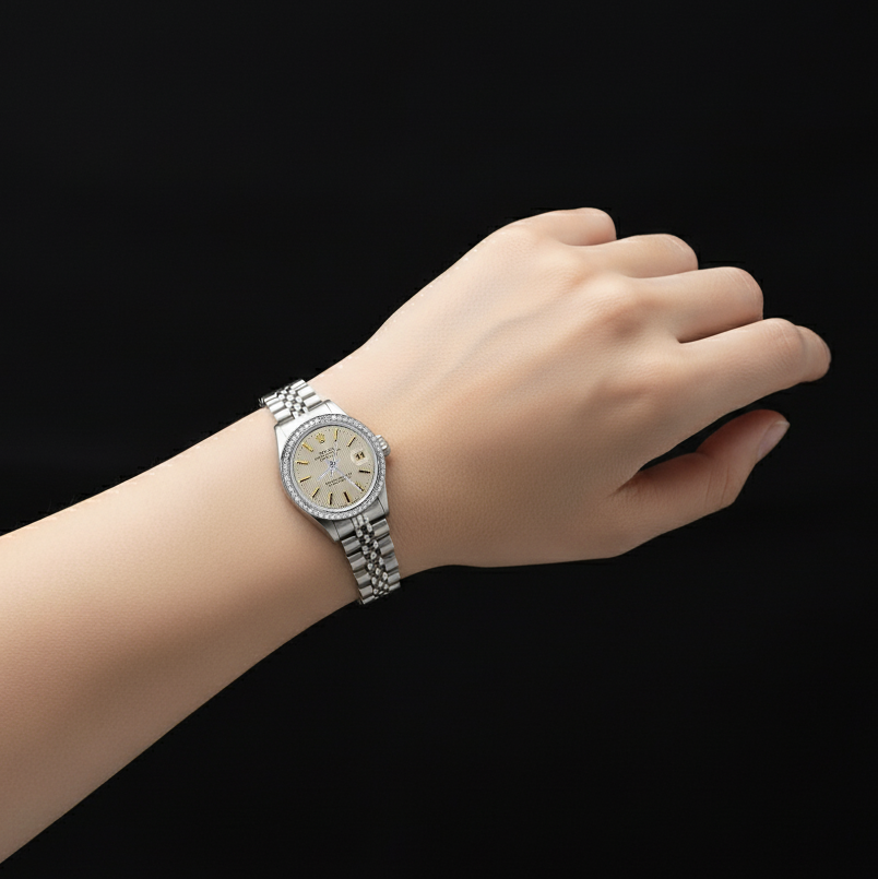  Ss Jubilee Bracelet Lady Watch Datejust White Stick Dial RolexP2