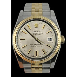 Ss & Yellow Gold Jubilee Men Watch White Stick Dial Rolex QUICK SET