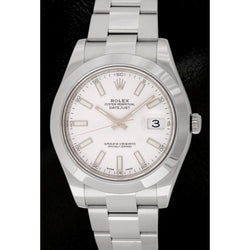 Stainless Steel Rolex Date Just Ii Mens 41 Mm Watch White Dial