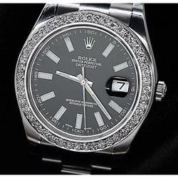 Stick Dial And Custom Diamonds Bezel Mens Rolex Datejust Ii Watch