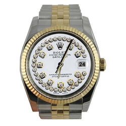 String Diamond Dial Datejust Rolex Gents Watch Ss & Gold Jubilee