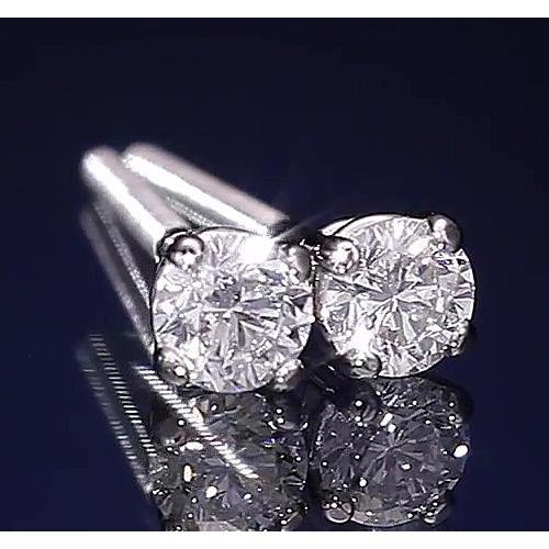 Stud Earring 1.20 Carats Round Natural Diamond Four Prong