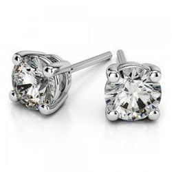 Stud Genuine Diamond 3 Carats Earring White Gold 14K