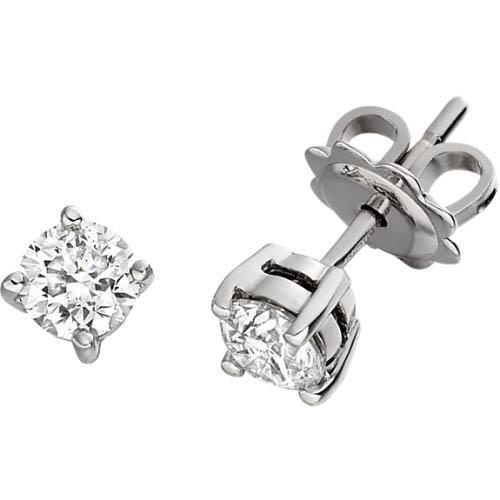 Stud Round Natural Diamond Earring 2 Carats Solid White Gold 14K