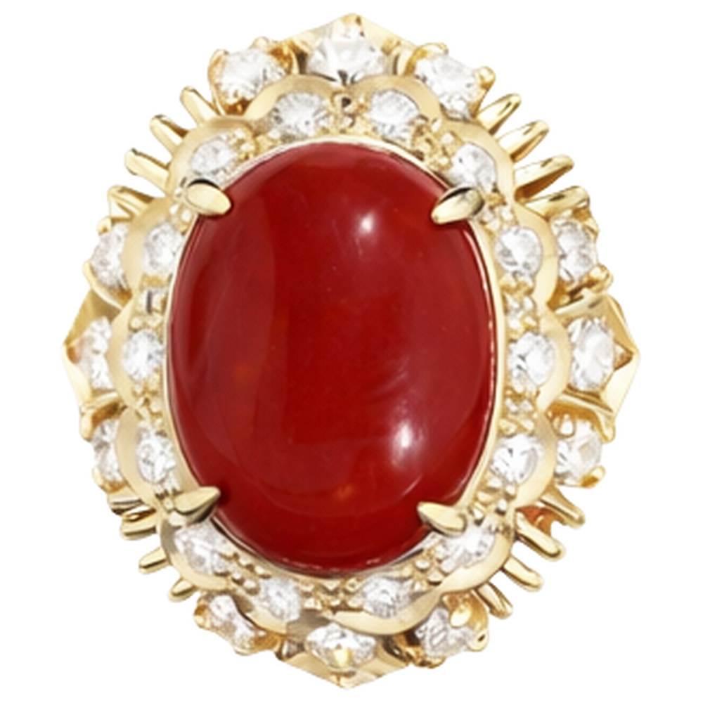 Stylish Coral Gold Cocktail Ring