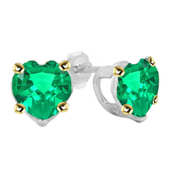 Heart Fine Emerald Gemstone Earring 2.50 ct – 14 Karat Two Tone