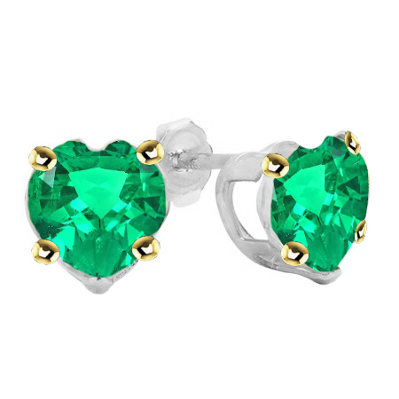 Gemstone Earring 14 Karat Two Tone Gold with Fine Emerald – main view