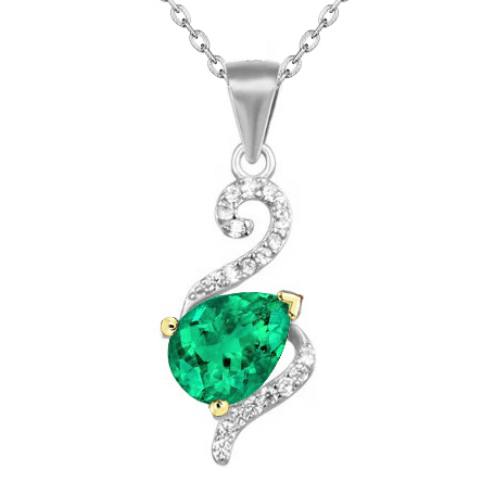 Gemstone Pendant Two-Tone 14K Gold with Emerald – main view