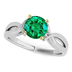 2 ct Emerald Precious Stone Ring in 14 Karat Two Tone Gold