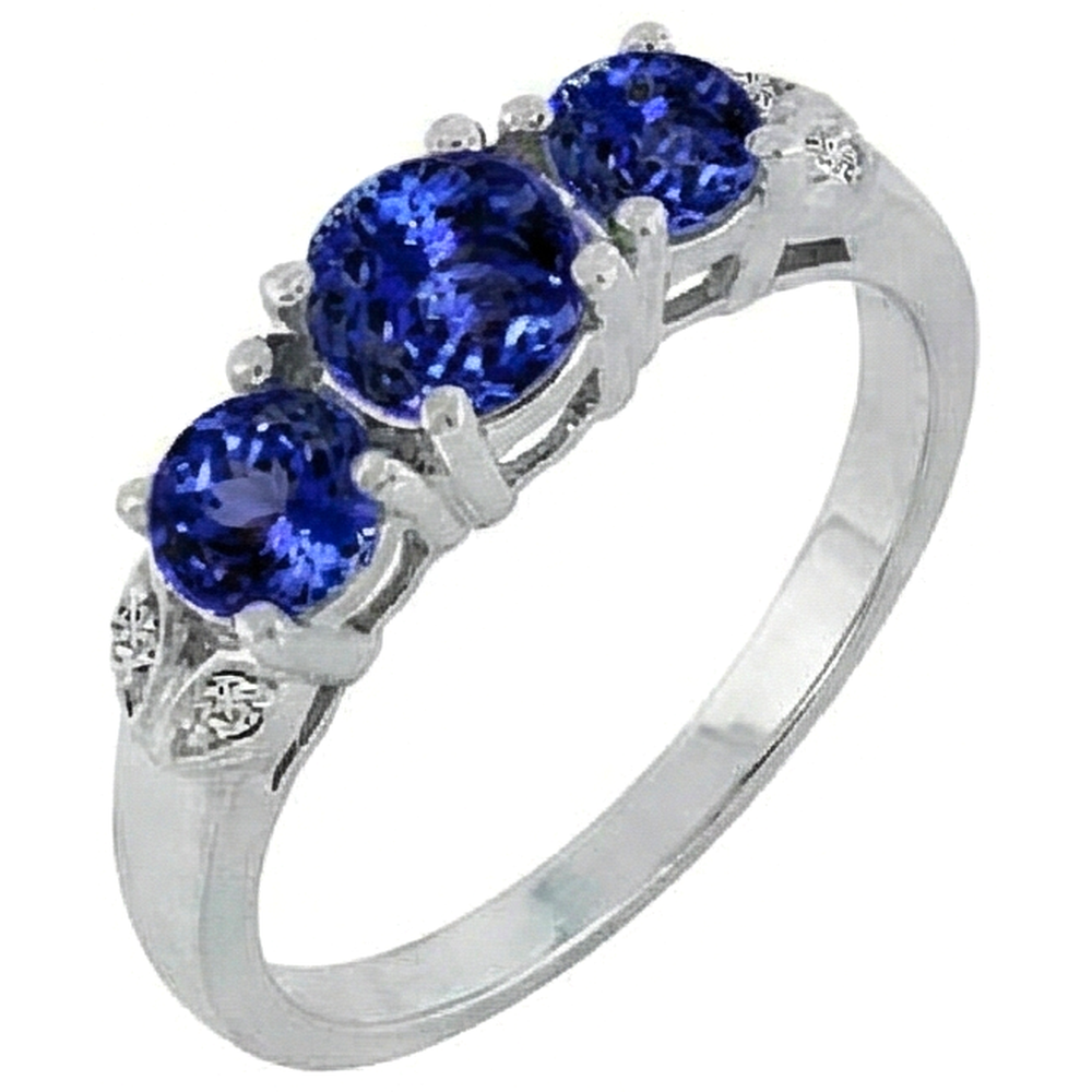 Tanzanite AAA Round Natural Earth Mined Diamond ( Not Lab Grown )  2.75 Carat Ring Gemstone Jewelry
