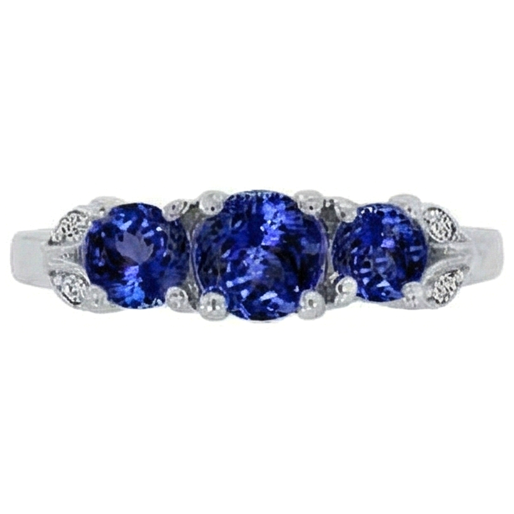 Tanzanite AAA Round Natural Earth Mined Diamond ( Not Lab Grown )  2.75 Carat Ring Gemstone Jewelry