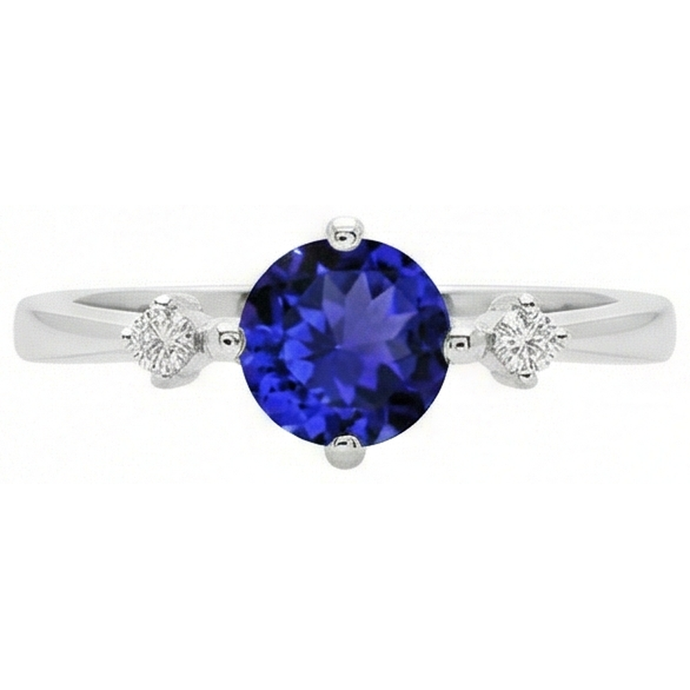 natural round tanzanite 0.75ct ring side angle