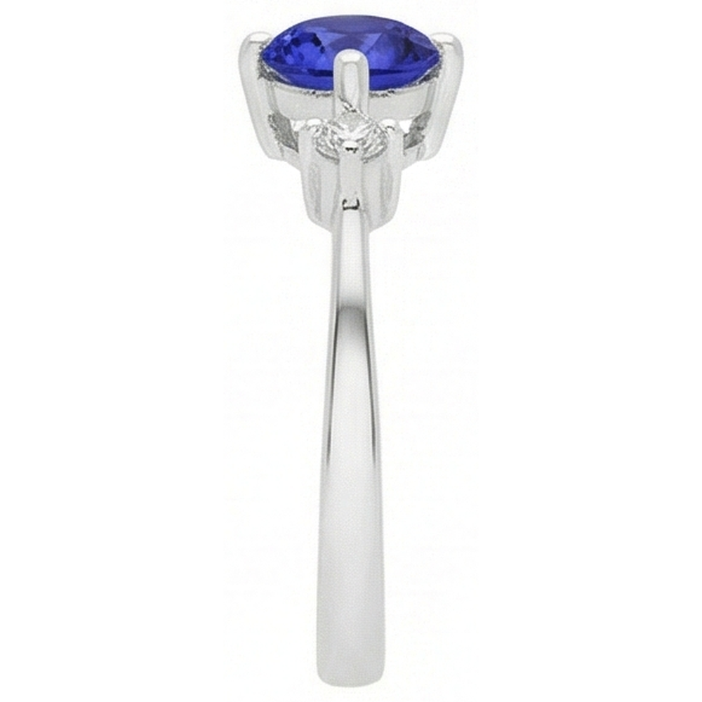 natural round tanzanite 0.75ct ring profile view
