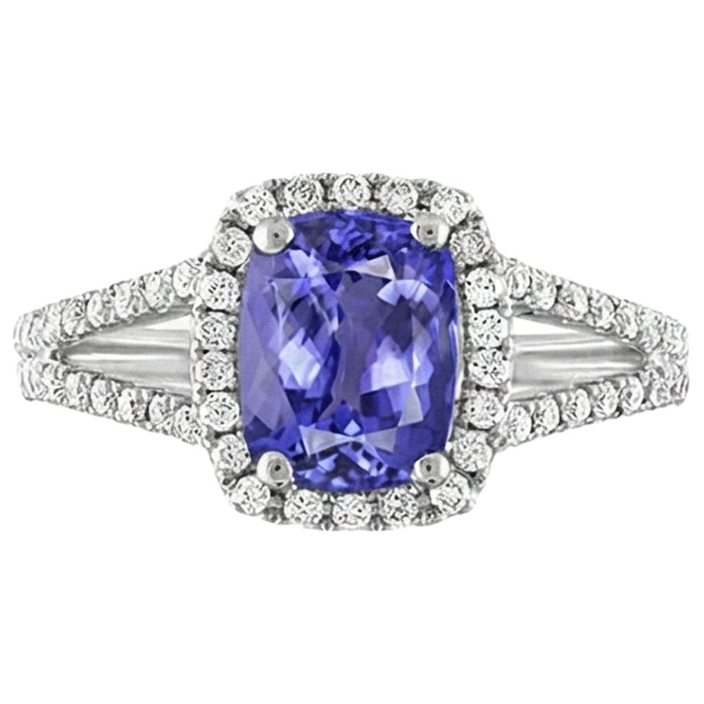 Tanzanite And Natural Earth Mined Diamond ( Not Lab Grown ) 4.85 Carats Anniversary Ring