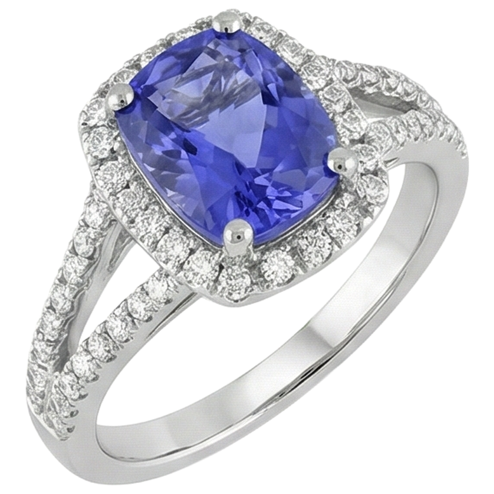 Tanzanite And Natural Earth Mined Diamond ( Not Lab Grown ) 4.85 Carats Anniversary Ring