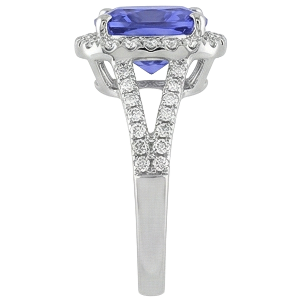 Tanzanite And Natural Earth Mined Diamond ( Not Lab Grown ) 4.85 Carats Anniversary Ring