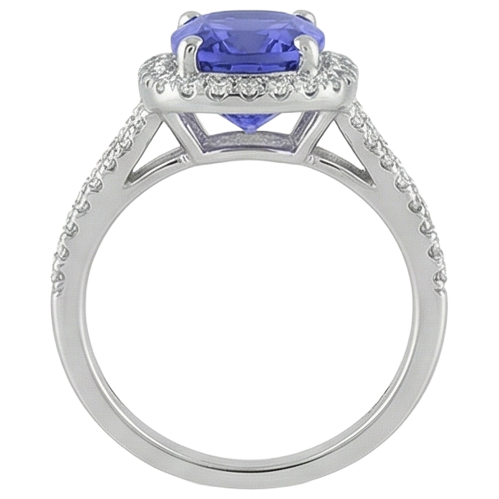 Tanzanite And Natural Earth Mined Diamond ( Not Lab Grown ) 4.85 Carats Anniversary Ring