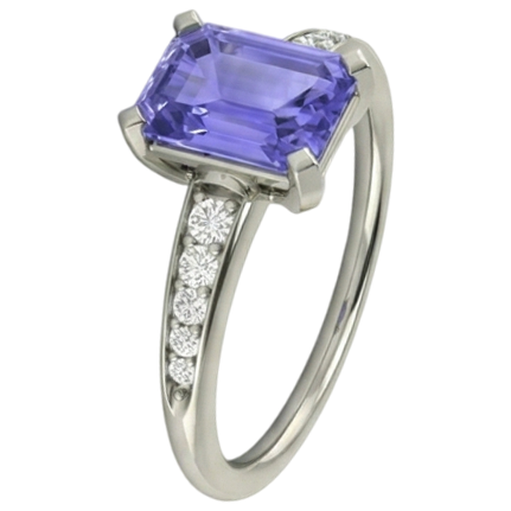 Tanzanite And Natural Earth Mined Diamond ( Not Lab Grown ) s 3.85 Carats Ring White Gold 14K Prong Set