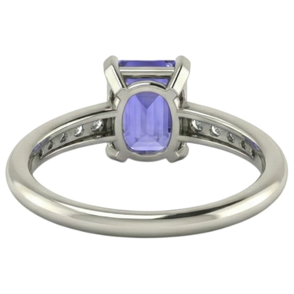 Tanzanite And Natural Earth Mined Diamond ( Not Lab Grown ) s 3.85 Carats Ring White Gold 14K Prong Set