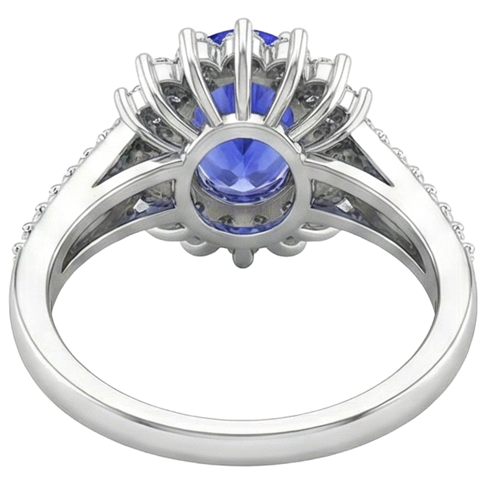 natural round tanzanite 4.75ct ring with diamond accents