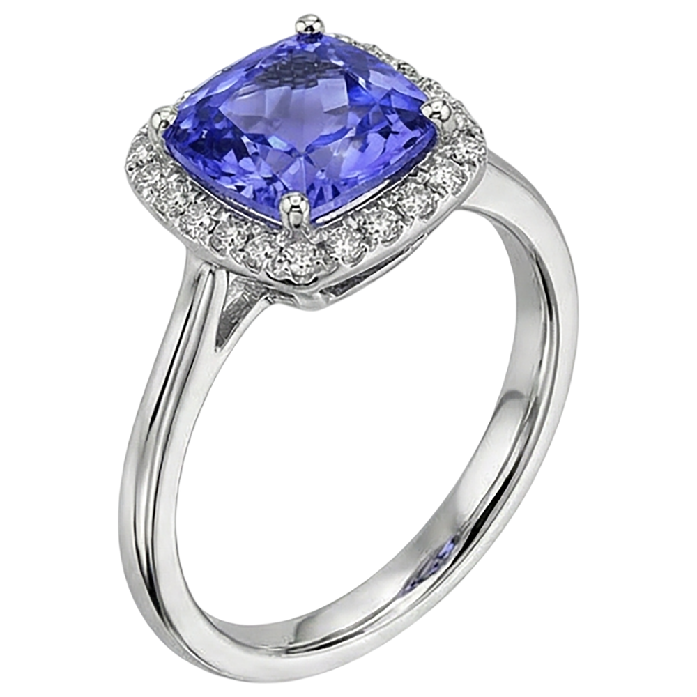 Tanzanite And Natural Earth Mined Diamond ( Not Lab Grown )s 7.75 Ct Ring 14K White Gold New