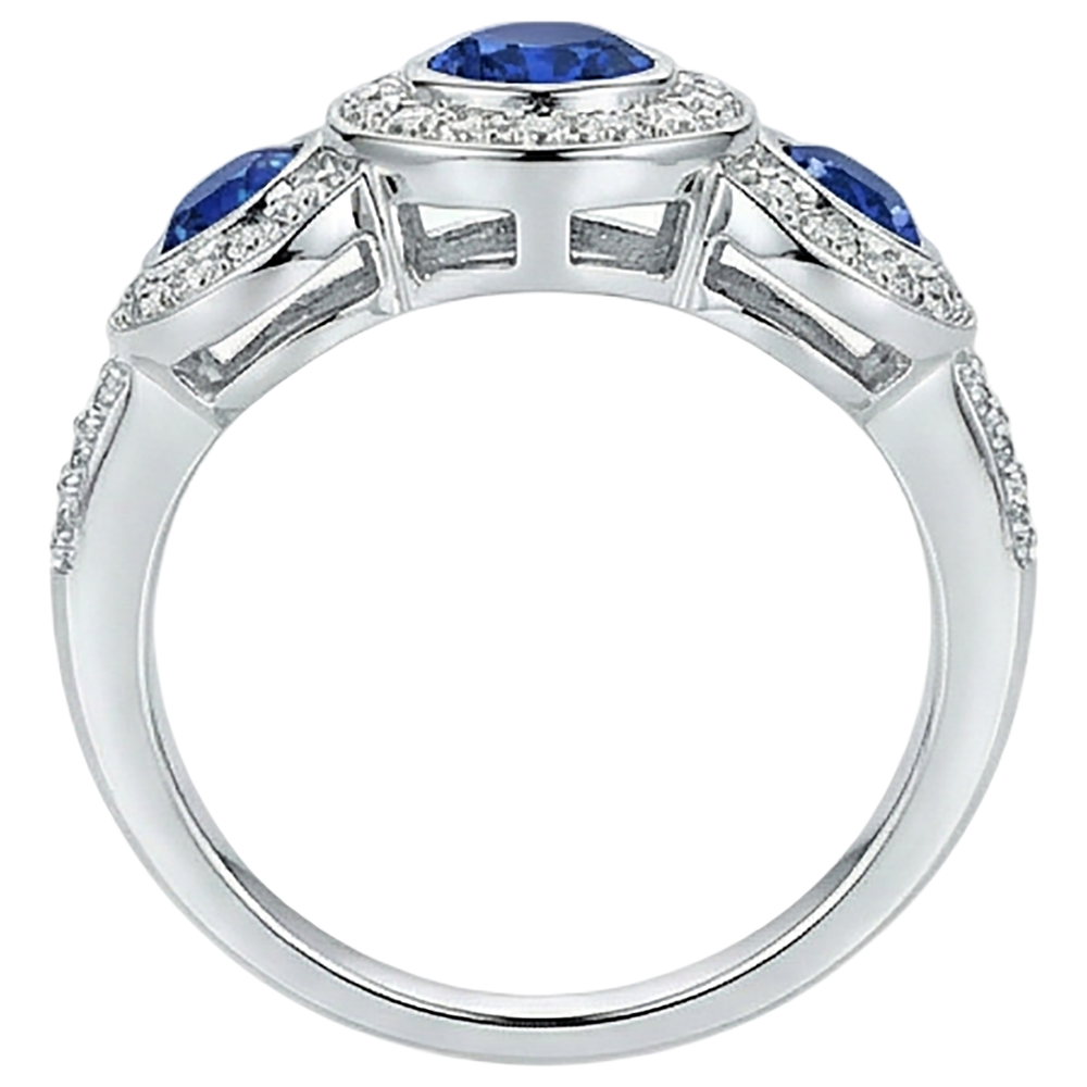 natural round tanzanite 4.50ct ring profile view