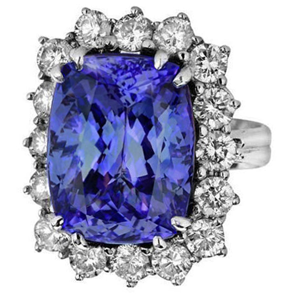 natural round tanzanite 6.50ct ring side angle