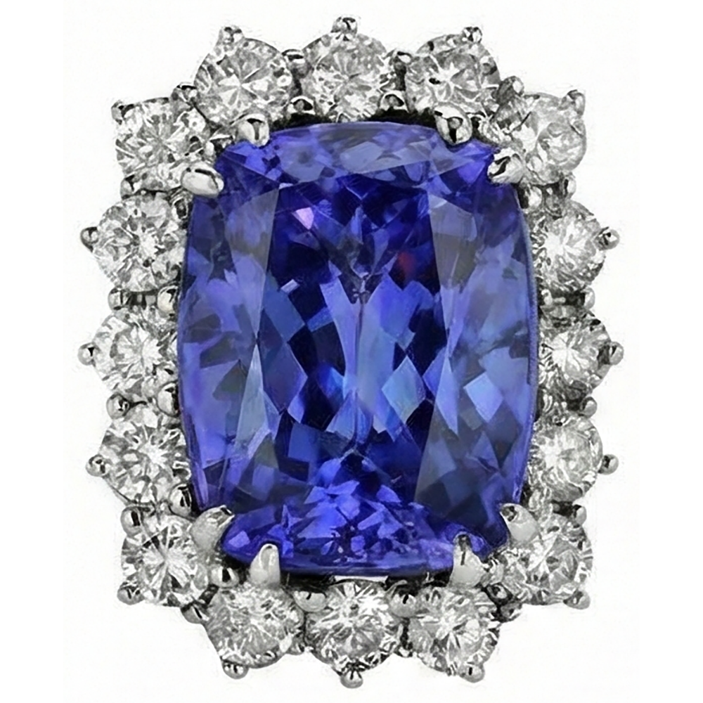 natural round tanzanite 6.50ct ring profile view