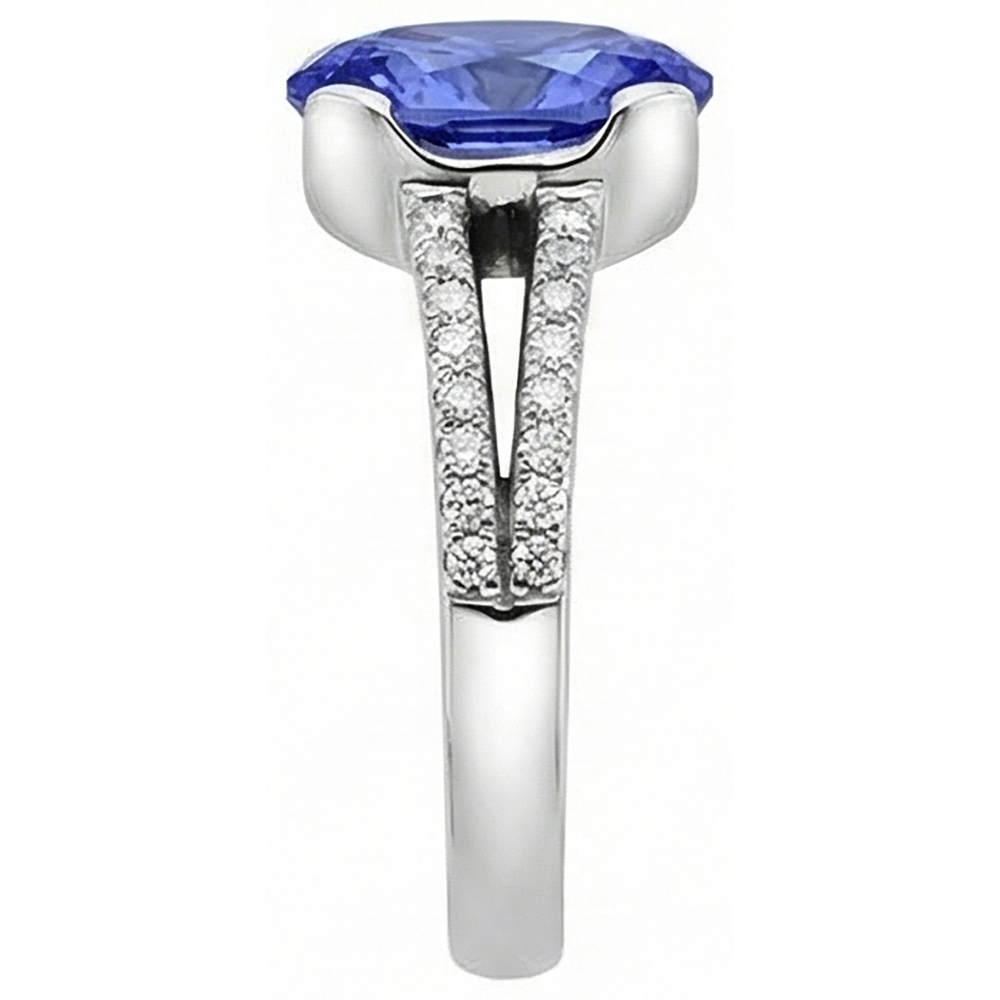 Tanzanite Oval And Round Natural Earth Mined Diamond ( Not Lab Grown ) s 3.75 Carat Gemstone Ring Jewelry