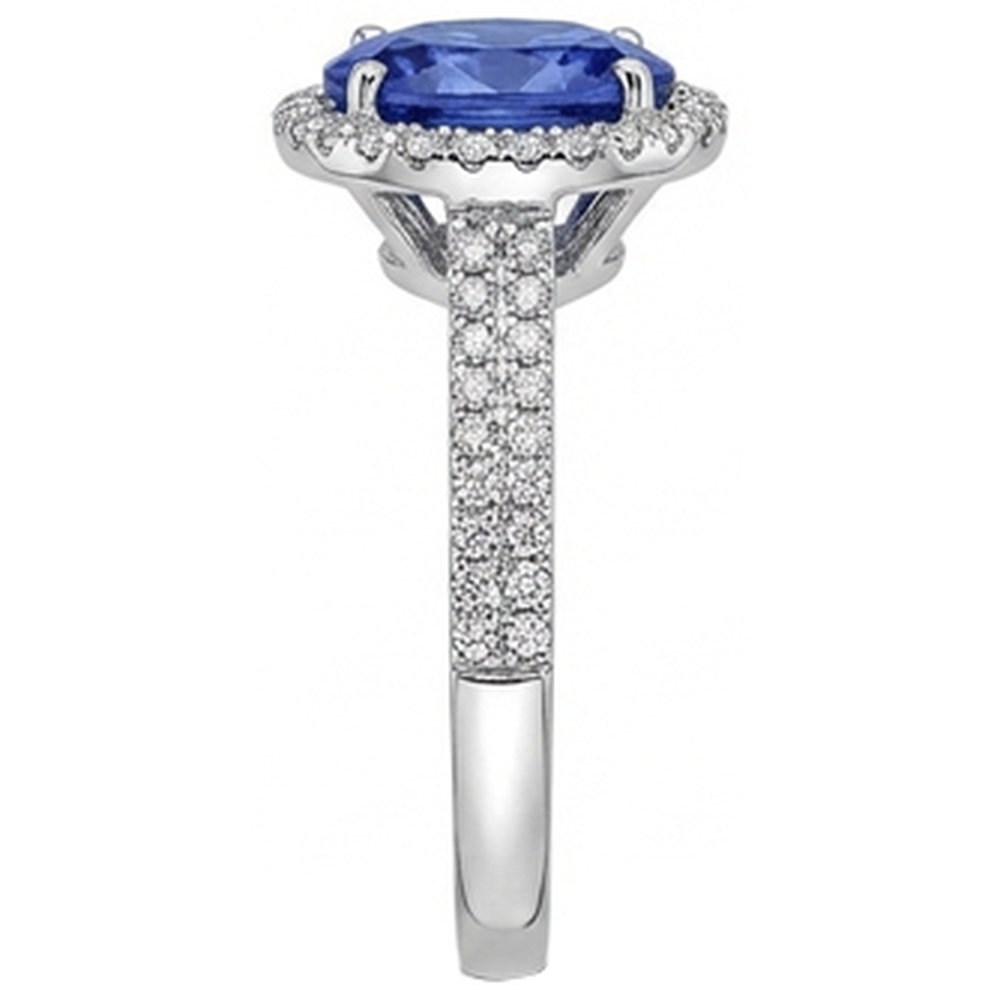 Tanzanite Oval And Round Natural Earth Mined Diamond ( Not Lab Grown ) s 5.25 Carat Ring Pave Diamonds New