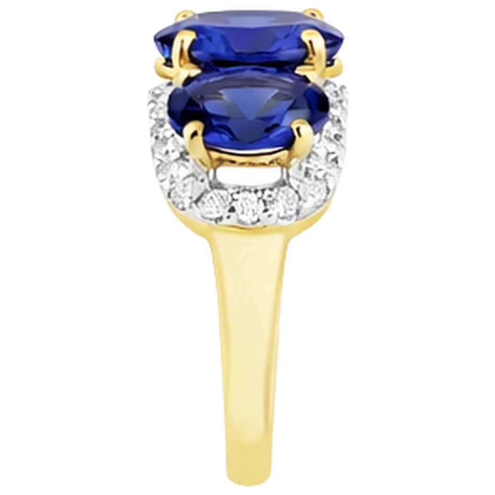 Tanzanite Oval And Round Natural Earth Mined Diamond ( Not Lab Grown ) s 6 Carat Anniversary Ring Jewelry