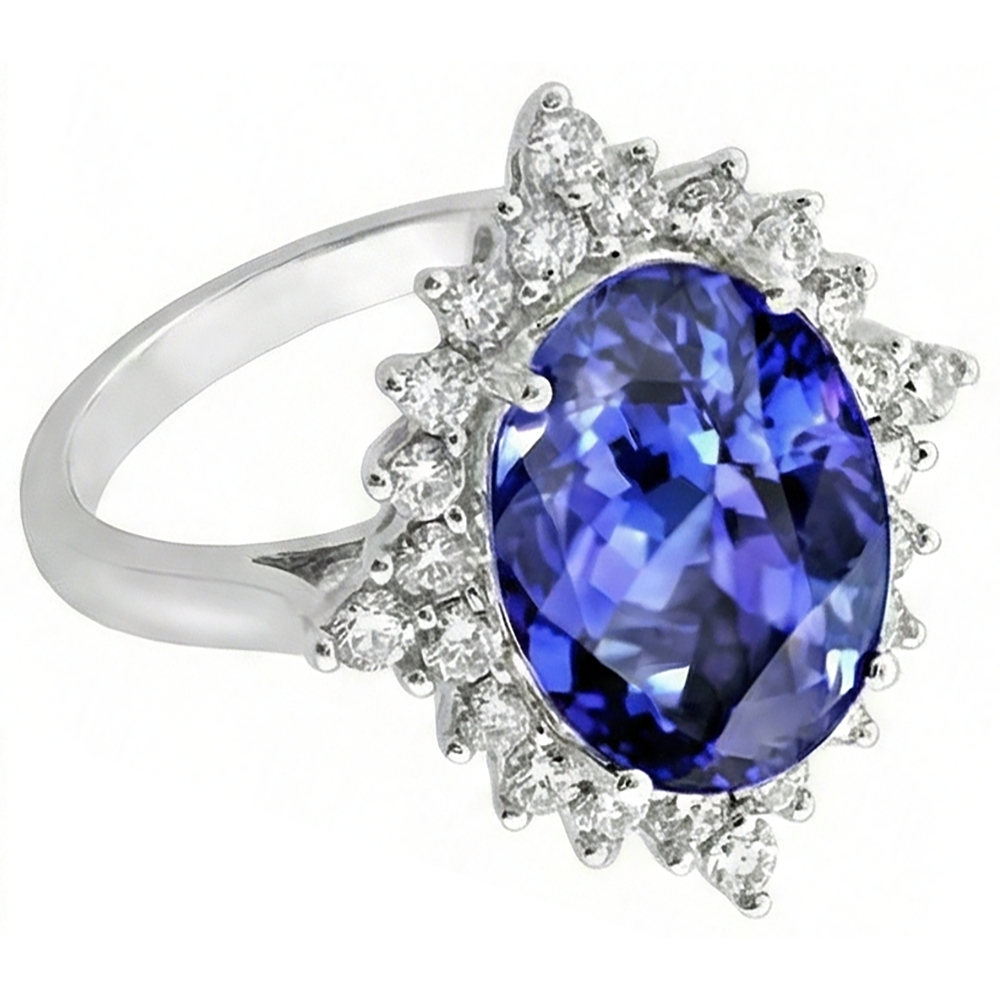 Tanzanite Oval Natural Earth Mined Diamond ( Not Lab Grown )  Engagement Ring 8.50 Carat Gemstone Jewelry New
